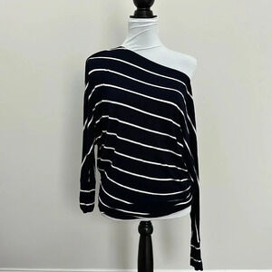 White Birch‎ Navy and White Striped Top Sz SM